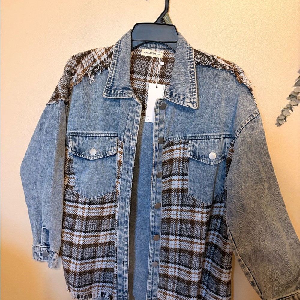 Blue and Brown Jean Jacket